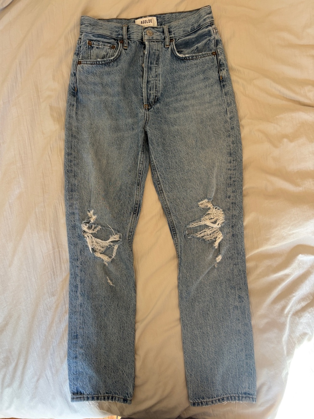 AGOLDE Light Blue Distressed Jeans
